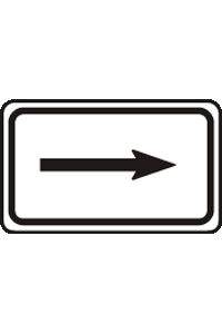 Která z vyobrazených dodatkových tabulek vyznačuje směr k místu, ke kterému se vztahuje dopravní značka, pod kterou je tato tabulka umístěna: