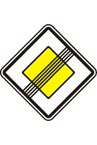 Která z vyobrazených dopravních značek označuje hlavní pozemní komunikaci.